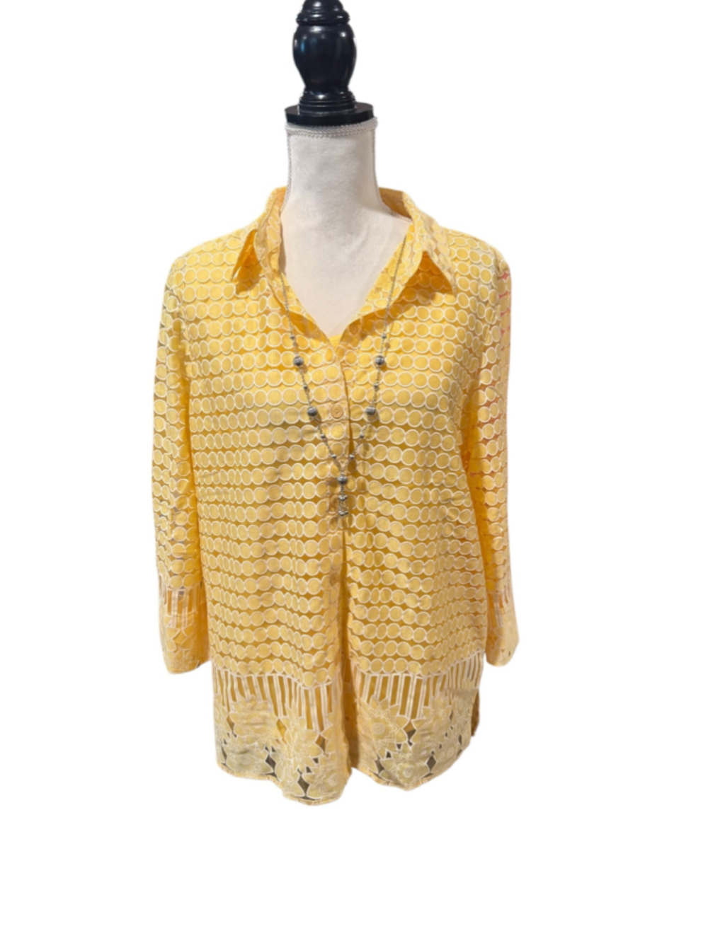 Women's Alfred Dunner Yellow & White Button Down Shirt XL